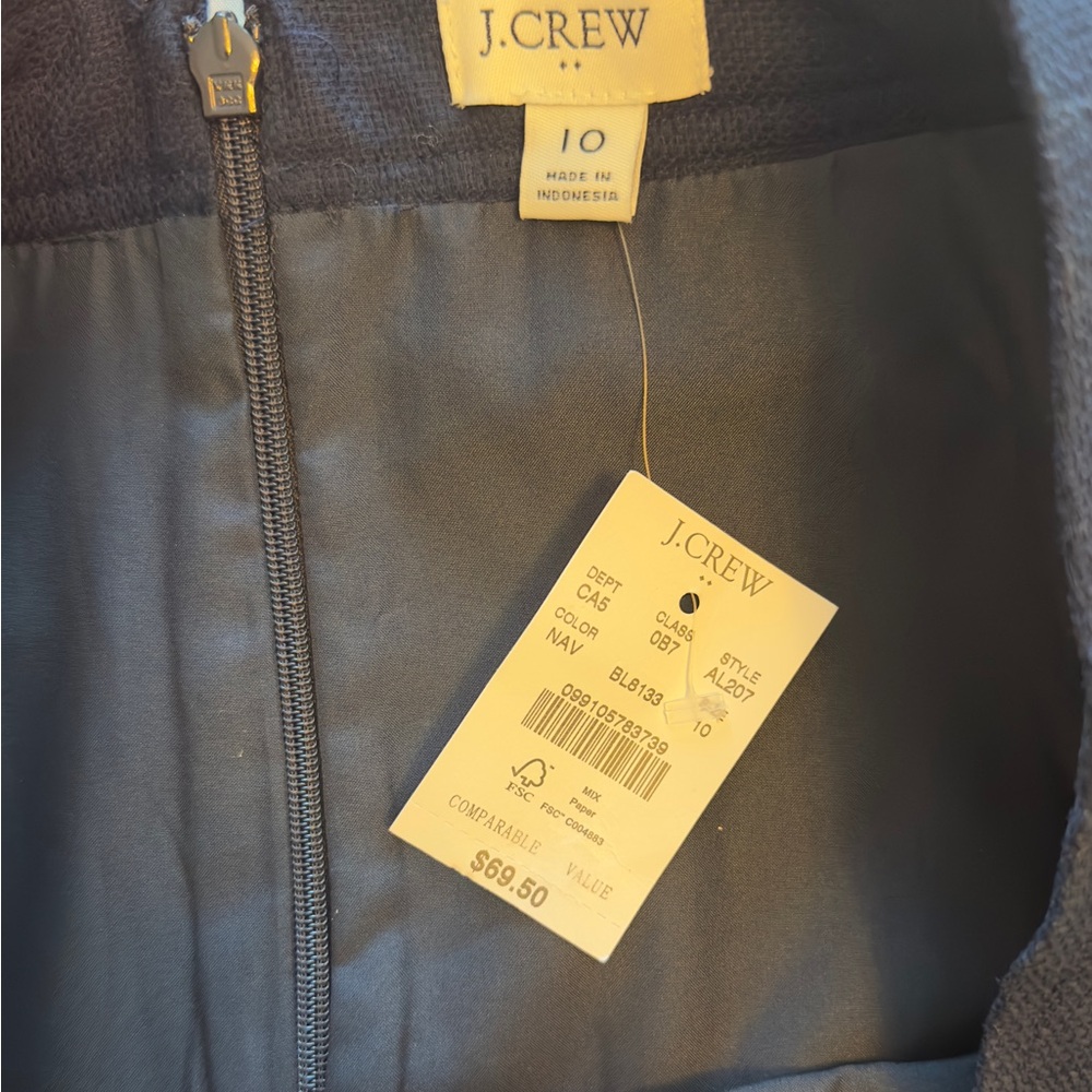 NWT - J. Crew navy blue A-Line Skirt with Scalloped Hem - Picture 3 of 5